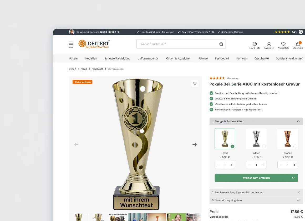 Shop-Relaunch Vereinsbedarf Deitert