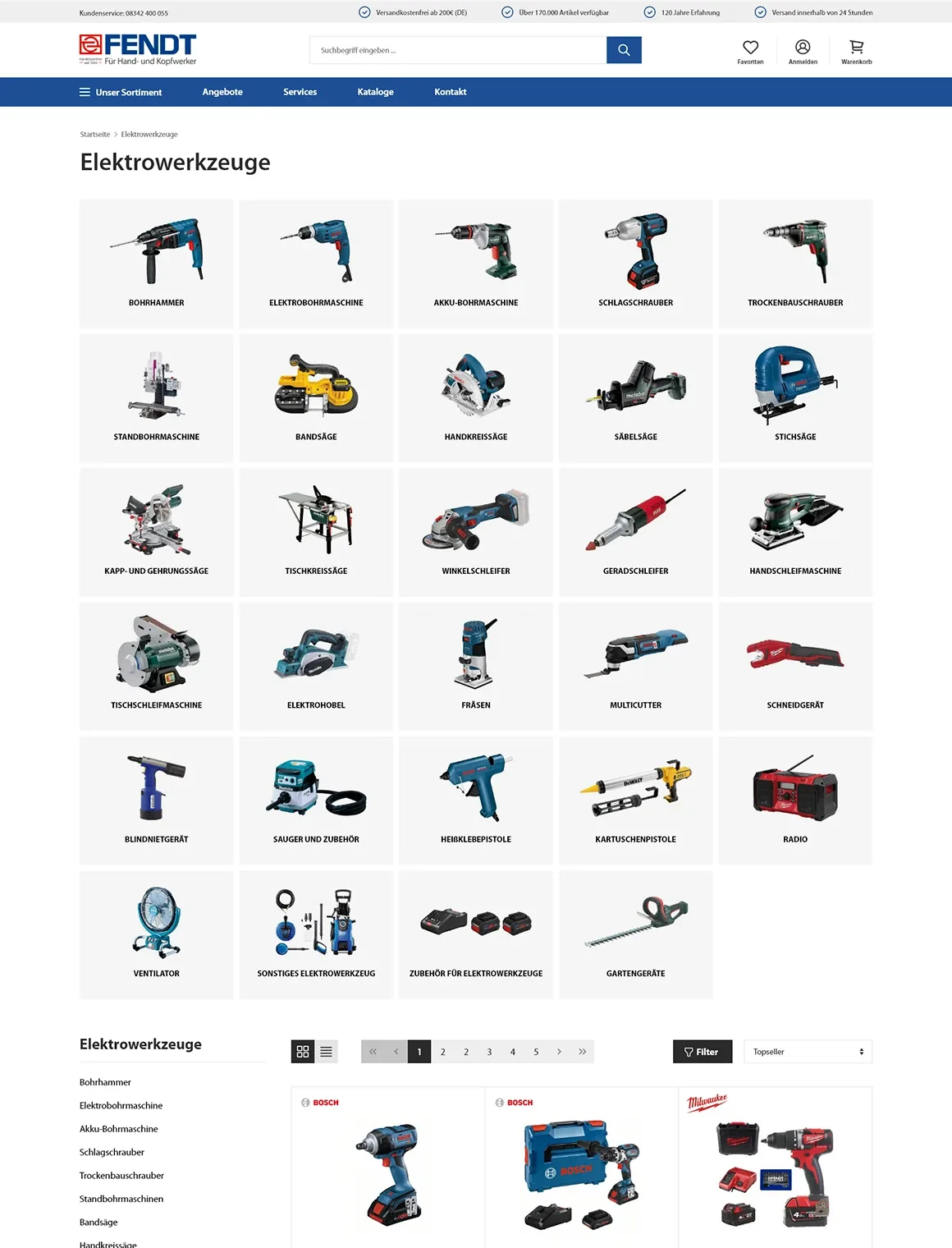 Onlineshop von Eisen-Fendt