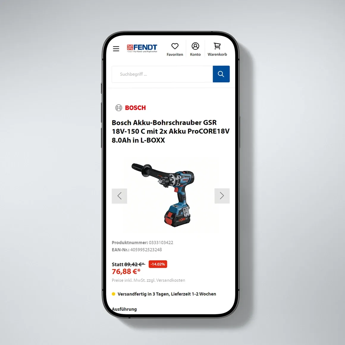 Eisen Fendt Shop Optimierung