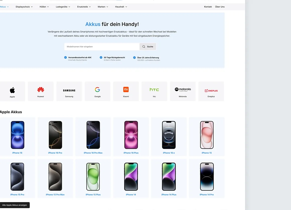 Handyersatzteilshop: Re-Design & Mobile-First-Strategie für bessere Conversion