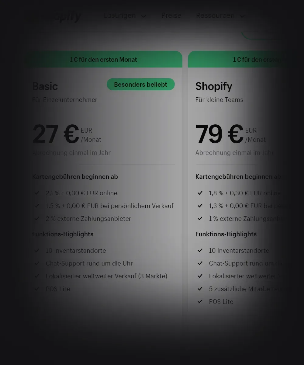Was kostet Shopify in Deutschland?