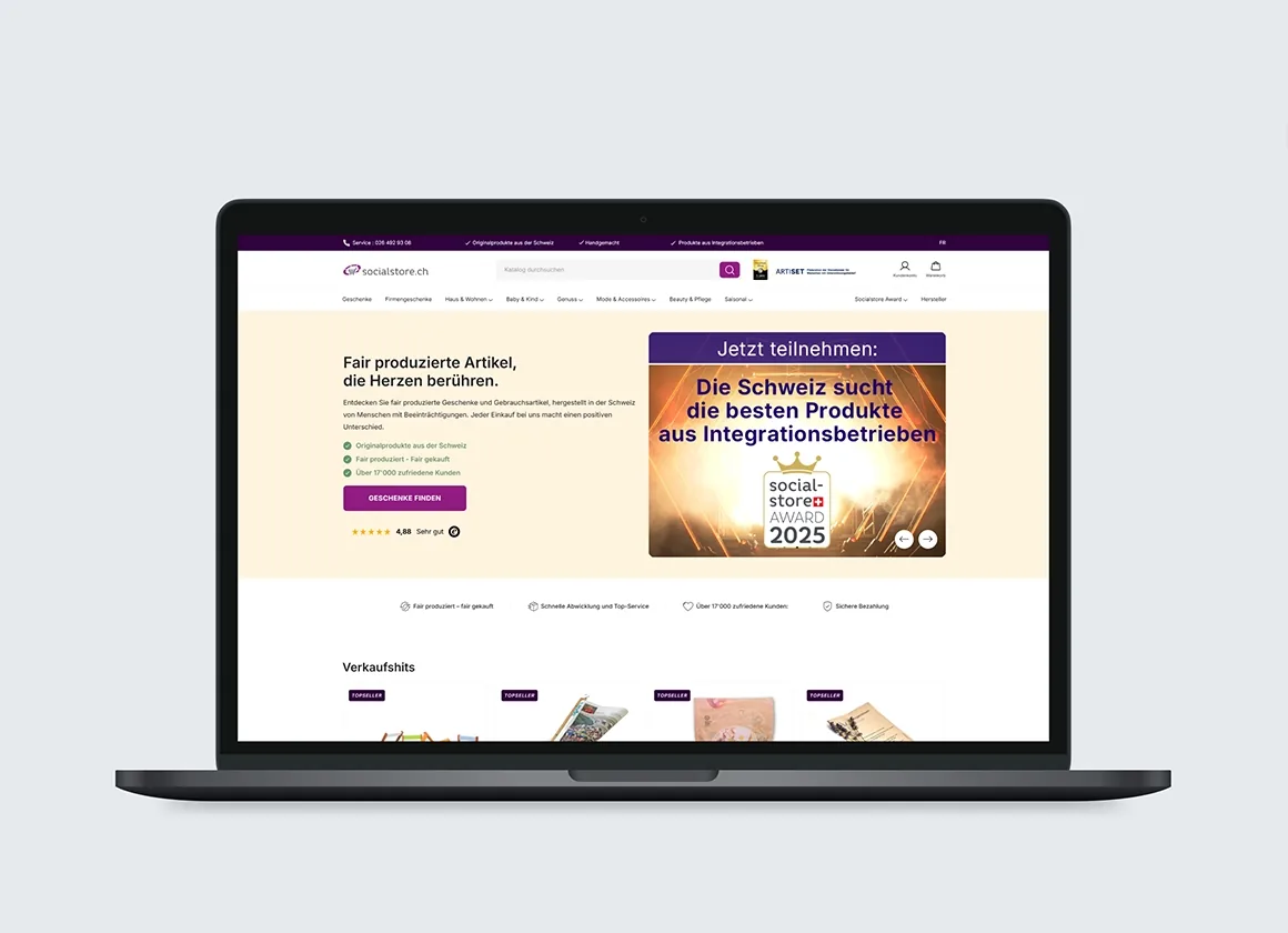 Onlineshop Relaunch von socialstore.ch