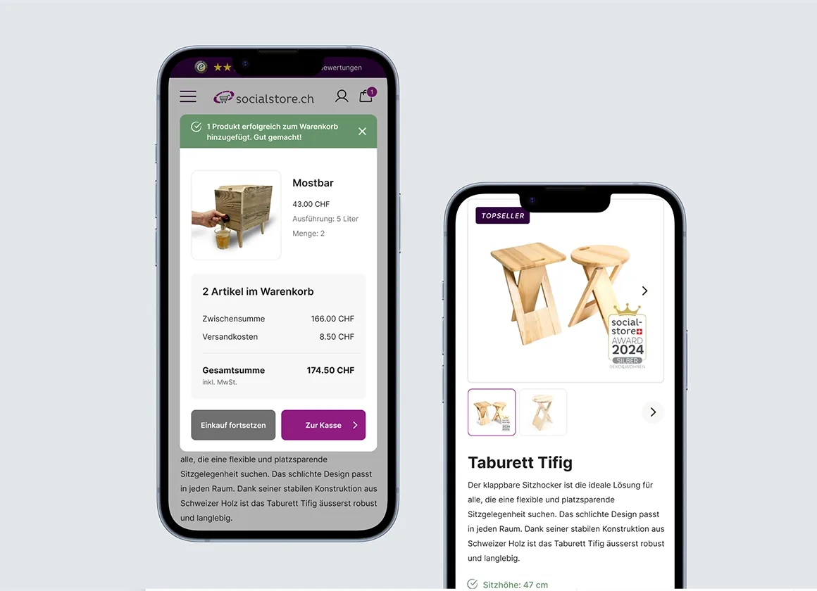 Onlineshop Relaunch von socialstore.ch